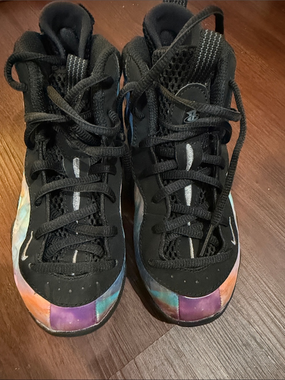 Nike Kids Black Sneakers with Purple and Teal Accent